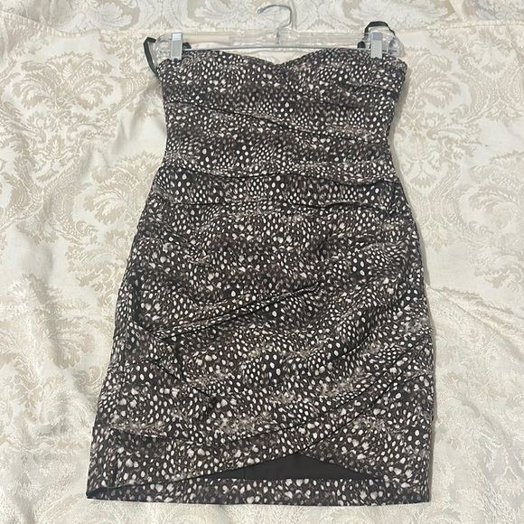 Brown Ruched Strapless Bodycon Dress for Cocktail - Picture 6 of 11